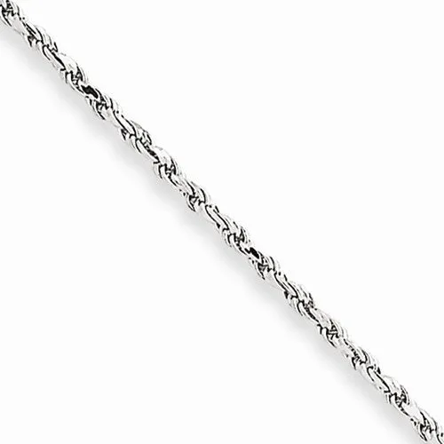 10K White Gold Machine Made Diamond-Cut Rope Chain Anklet