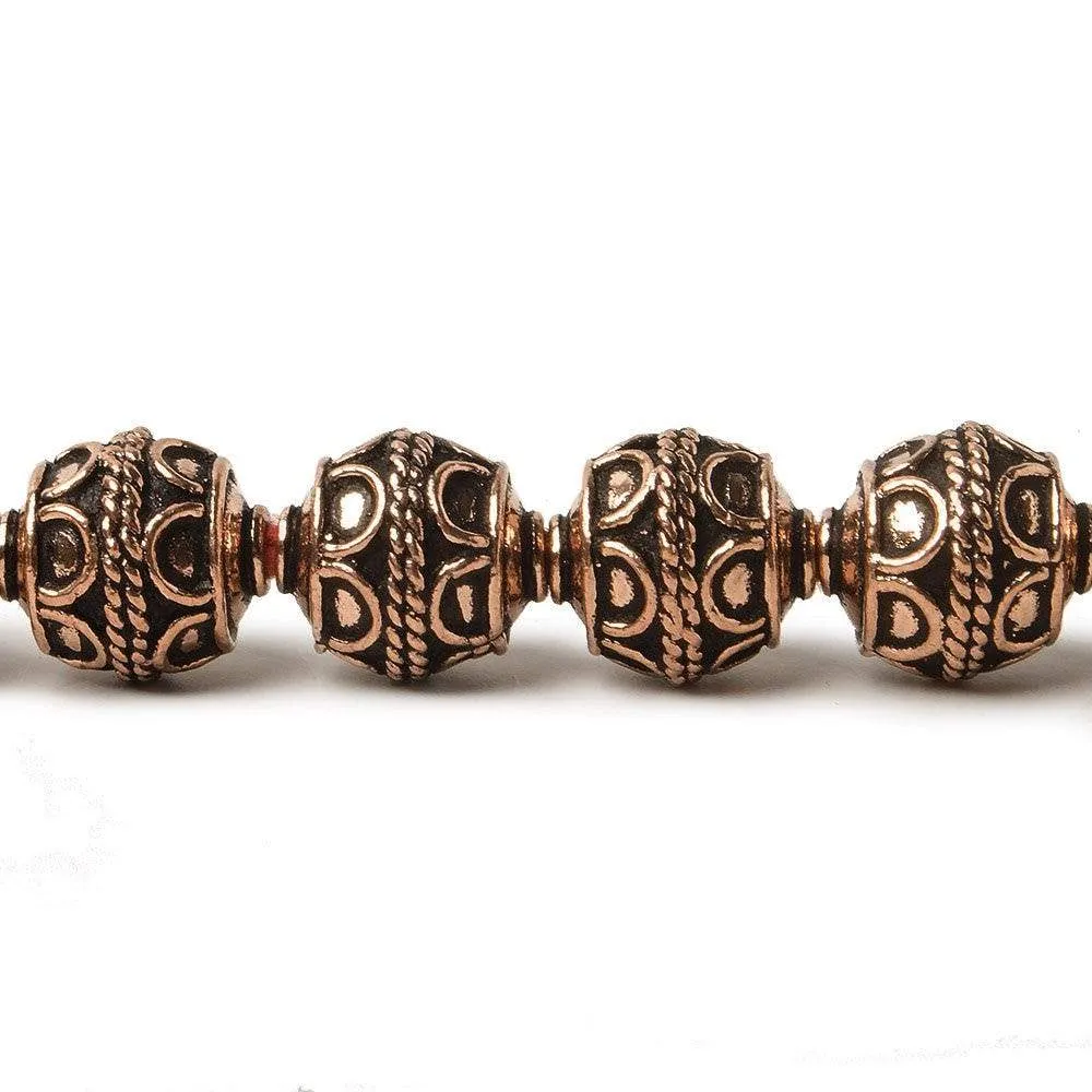 10mm Antiqued Copper Beads Roval Simple Arch 8 inch 18 pcs