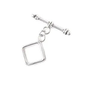 10mm Antiqued Sterling Silver Toggle Plain Diamond  Design 1 piece