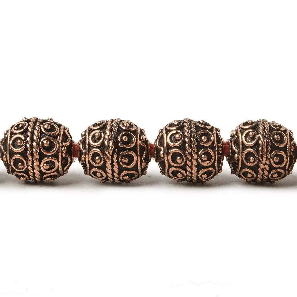 10mm Copper Bead Bead Roval Moroccan Circles 8 inch 18 pcs