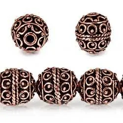 10mm Copper Bead Bead Roval Moroccan Circles 8 inch 18 pcs