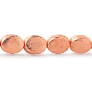 10x8mm Copper Brushed Flat Oval Beads 8 inch 20 pieces