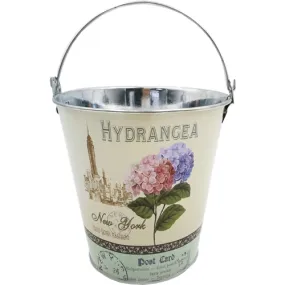 13cm Metal Pot with Handle - Hydrangea