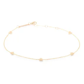 14k 5 Itty Bitty Hearts Anklet