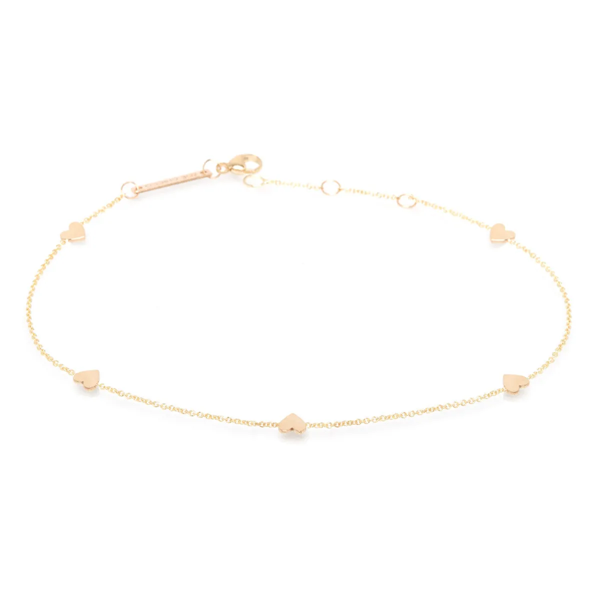 14k 5 Itty Bitty Hearts Anklet