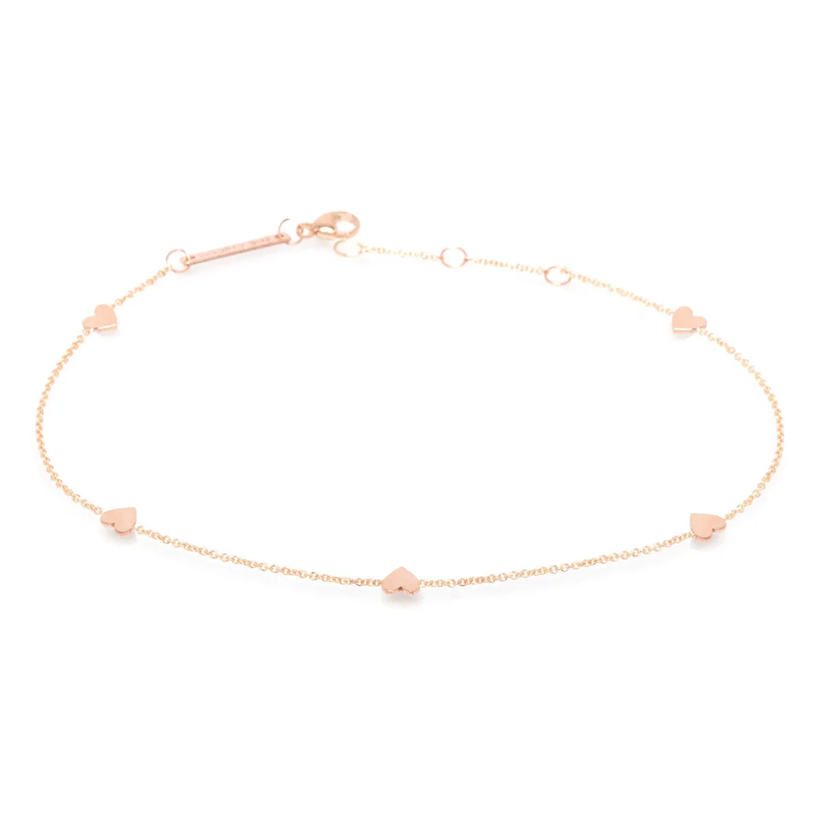 14k 5 Itty Bitty Hearts Anklet