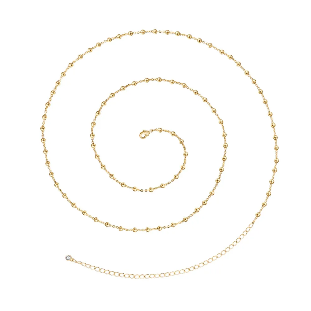 14K Gold Adjustable Sexy Waist Body Chains-Satellite Beads