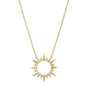 14K GOLD AND DIAMOND SUNBURST NECKLACE