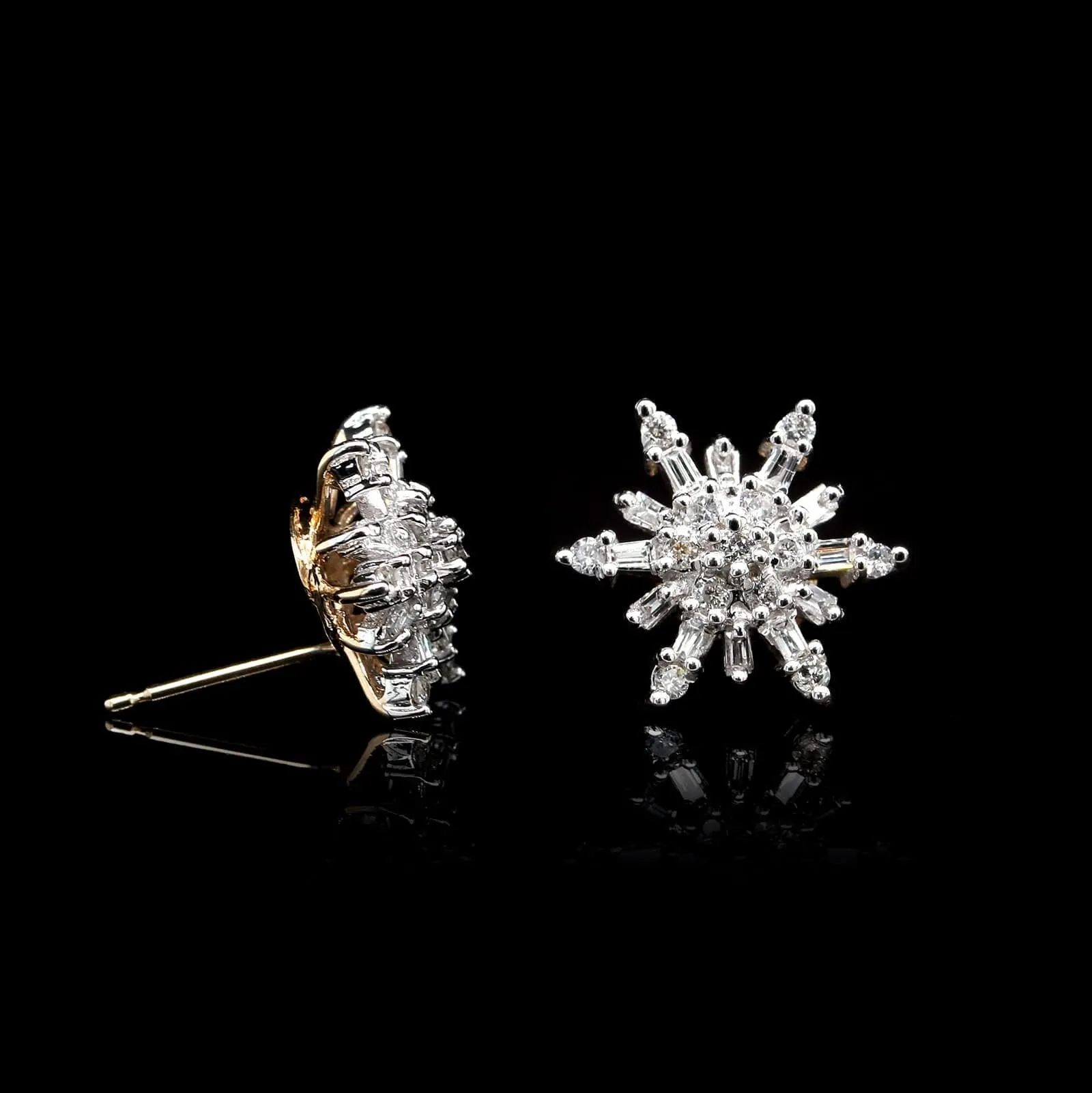 14K Two-tone Gold Estate Diamond Earrings