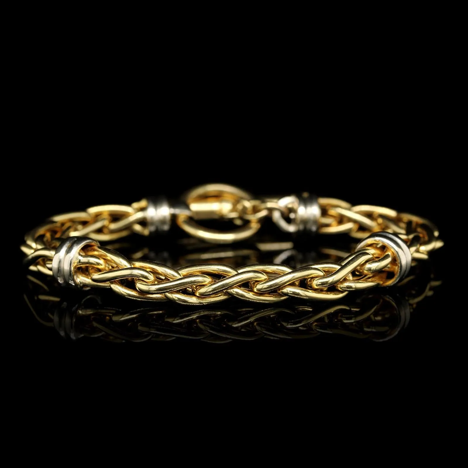 14K Two-tone Gold Estate Fancy Link Bracelet