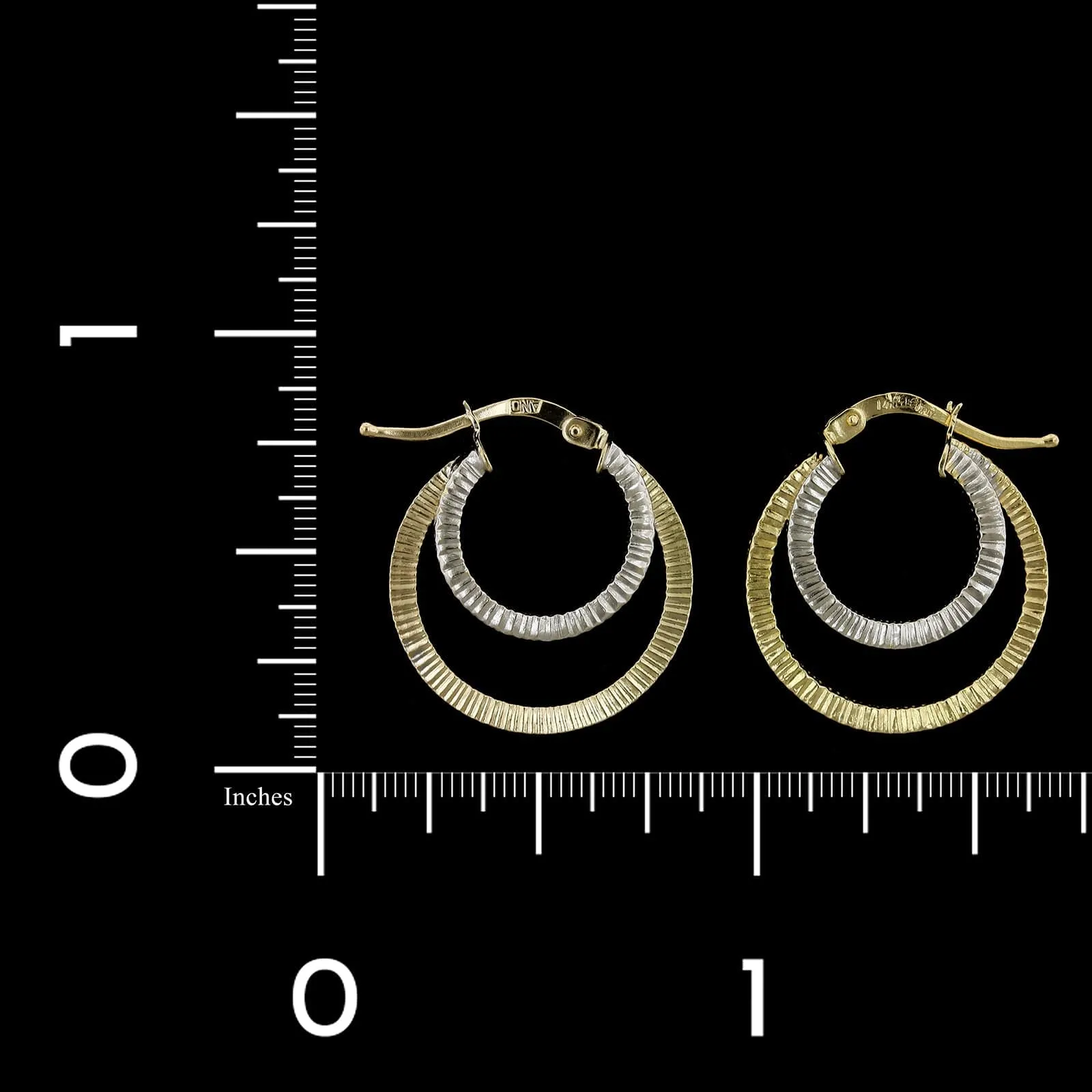 14K Two-tone Gold Estate Hoop Earrings