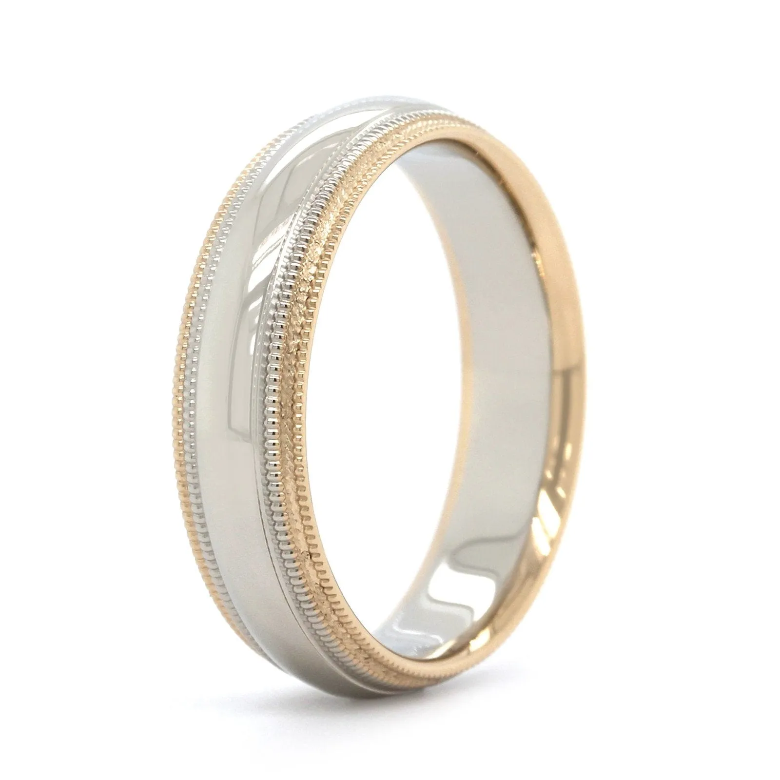 14K Two-Tone Polished with Milgrain Band