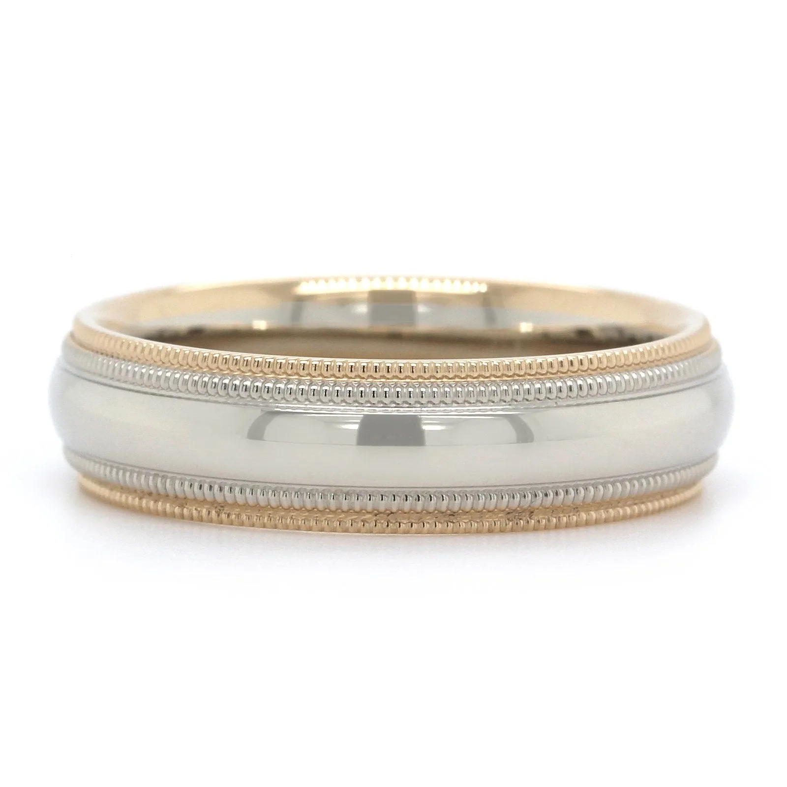 14K Two-Tone Polished with Milgrain Band