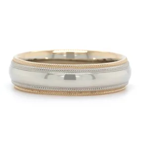 14K Two-Tone Polished with Milgrain Band