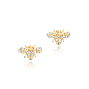 14K YELLOW GOLD & 0.10CT DIAMOND PETITE BEE EARRINGS