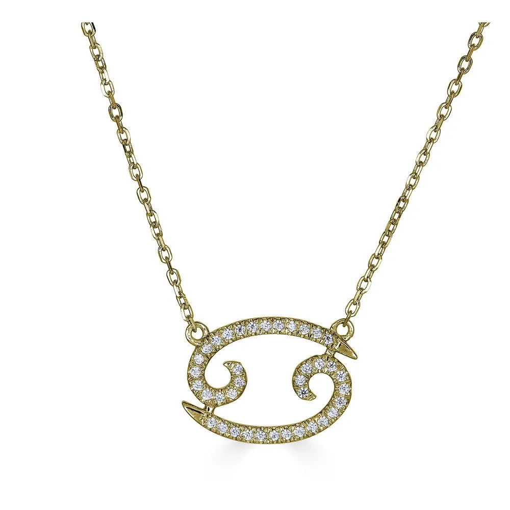 14KT GOLD 0.12 CARAT ROUND DIAMOND CANCER NECKLACE- 2 COLORS