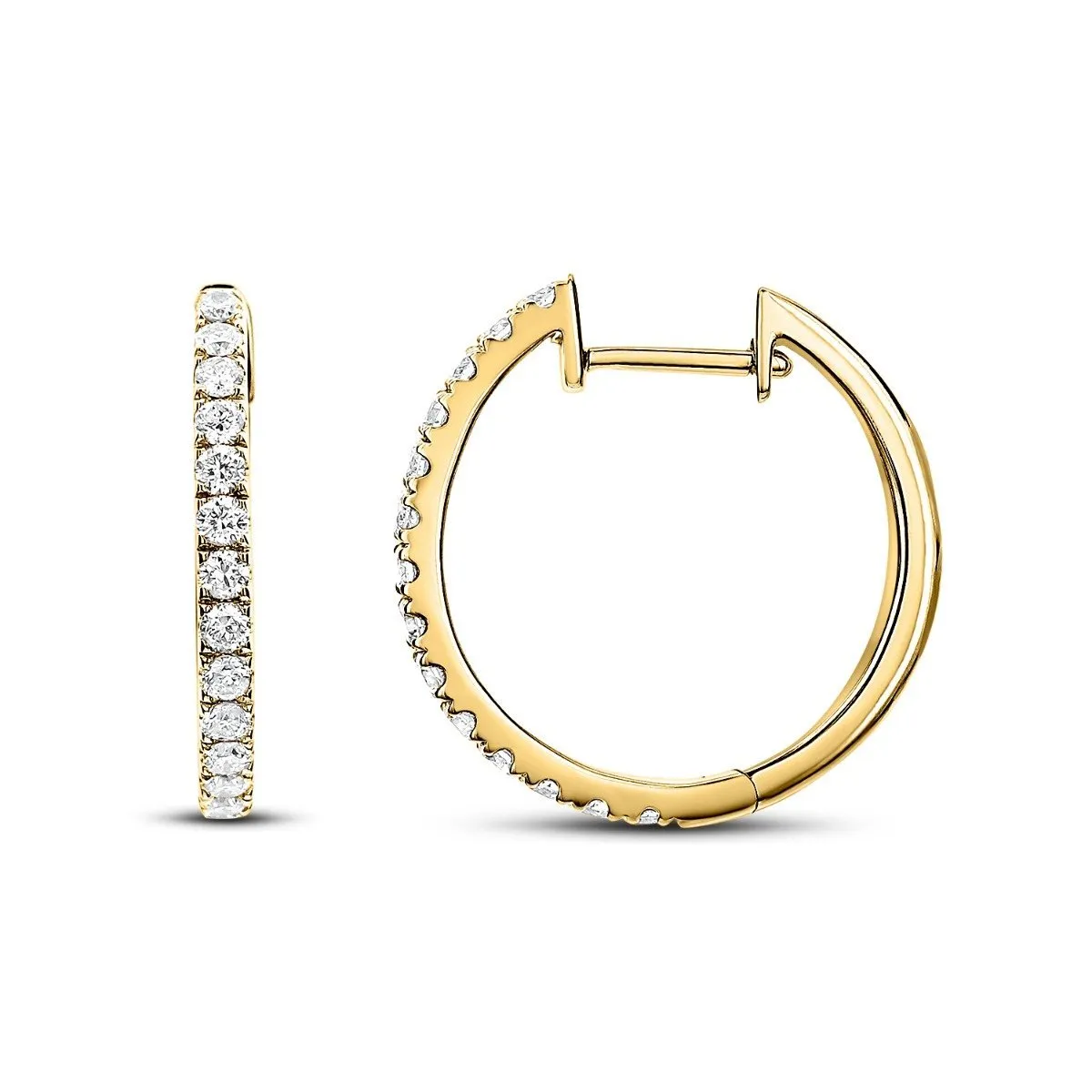 14KT GOLD 0.12 CTW DIAMOND SMALL HUGGIE HOOP EARRINGS