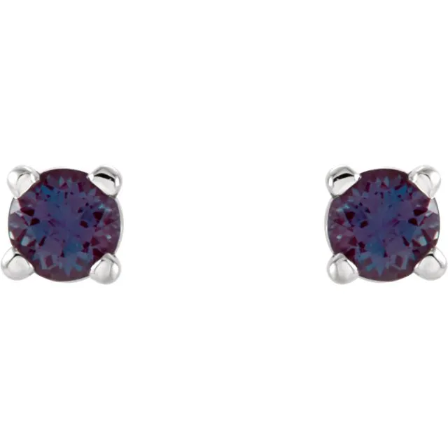 14KT GOLD 0.16 CTW ROUND LAB ALEXANDRITE STUD EARRINGS