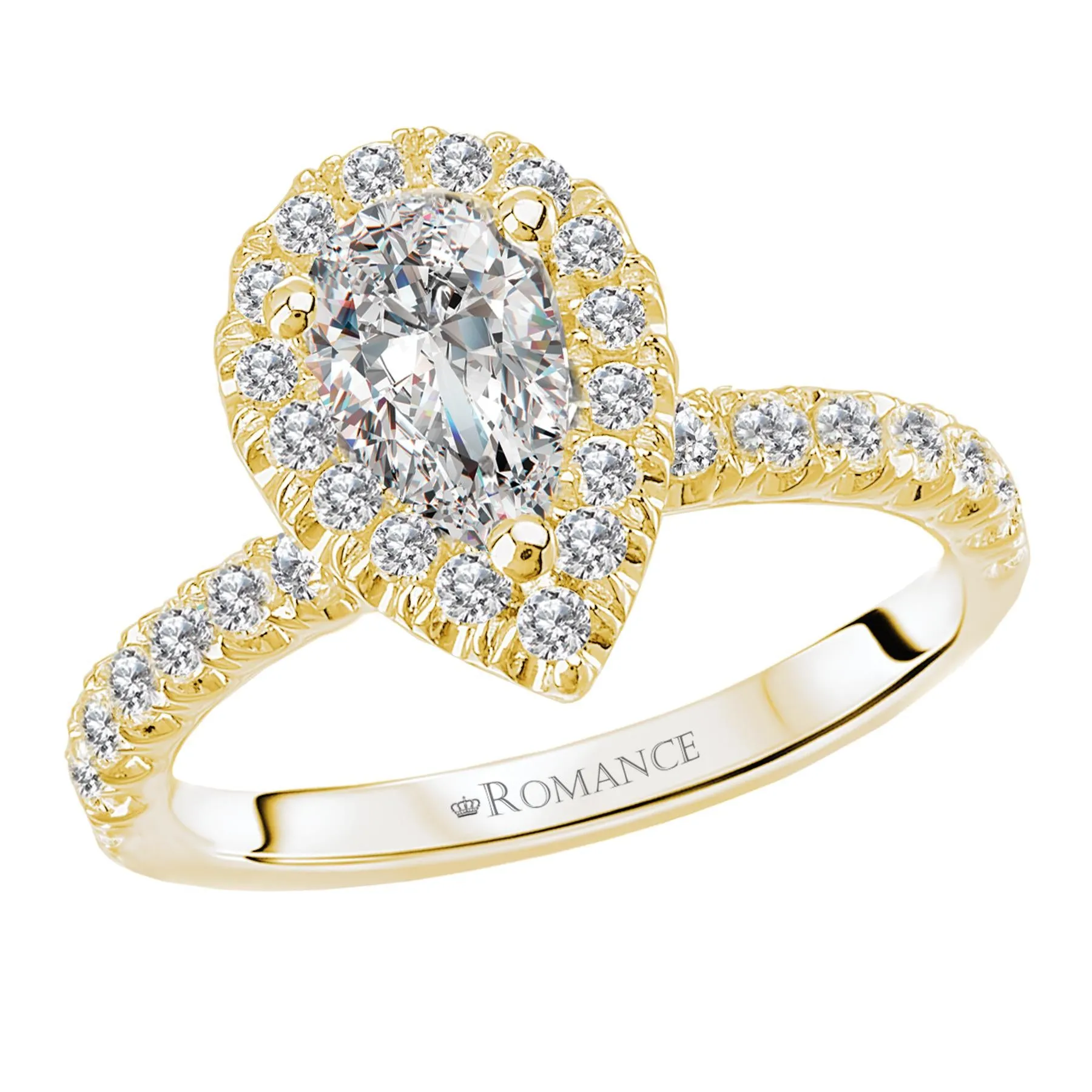 14KT Gold 1 5-8 CTW Pear Diamond Pear Shape Halo Ring