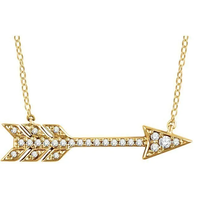 14KT Gold 1/10 CTW Diamond Arrow Necklace