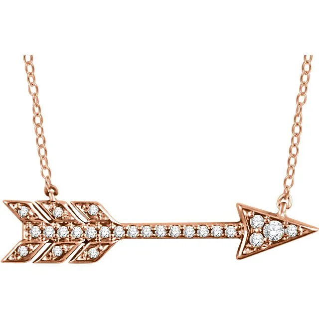 14KT Gold 1/10 CTW Diamond Arrow Necklace