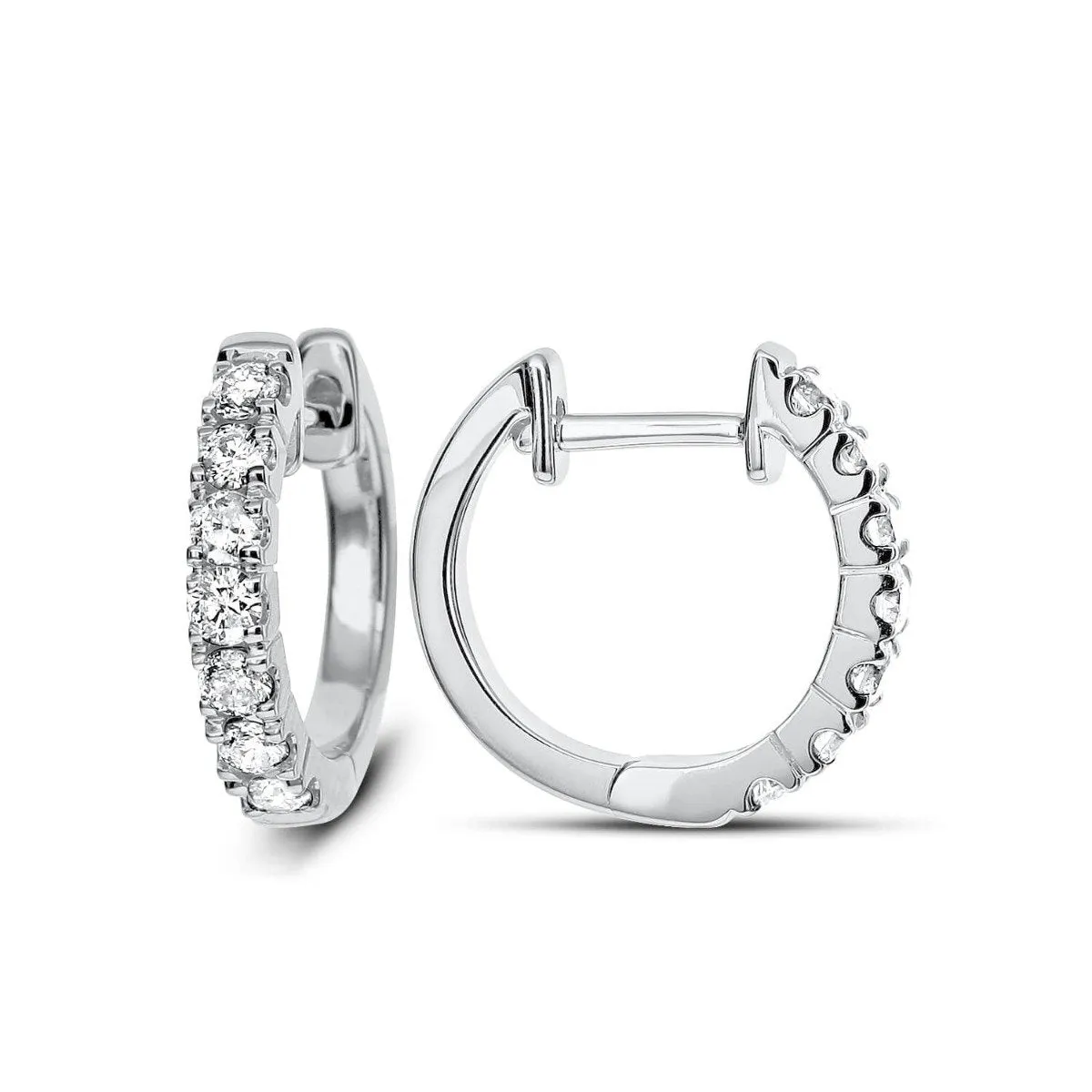 14KT GOLD 1/2 CTW DIAMOND ROUND HOOP EARRINGS