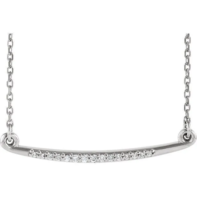 14KT Gold 1/20 CTW Diamond Curved Bar Necklace