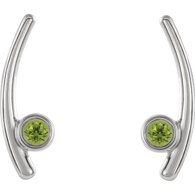 14KT GOLD 1/4 CTW PERIDOT BEZEL-SET EAR CLIMBER EARRINGS