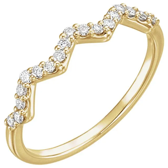 14KT Gold 1/5 CTW Diamond Wavy Stackable Ring