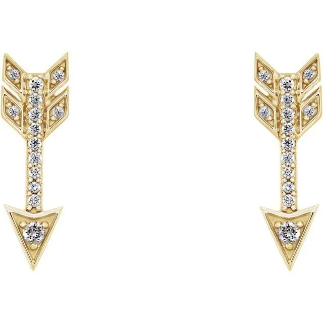 14KT Gold 1/6 CTW Diamond Arrow Earrings