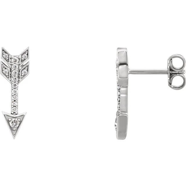 14KT Gold 1/6 CTW Diamond Arrow Earrings