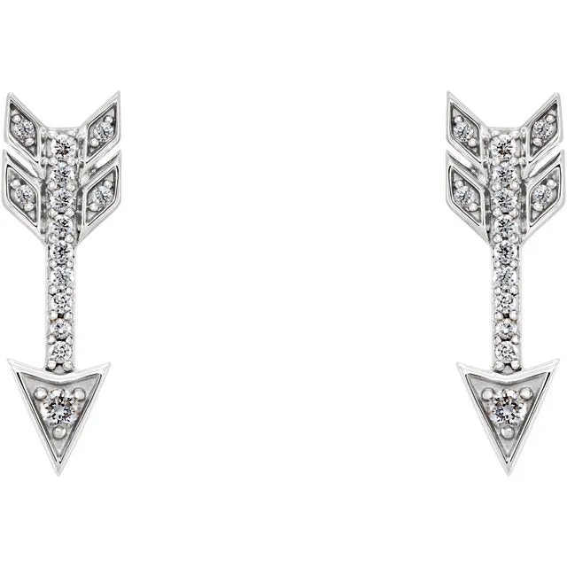 14KT Gold 1/6 CTW Diamond Arrow Earrings