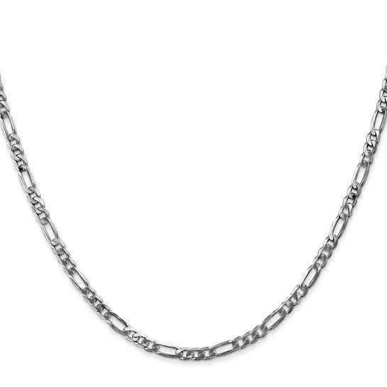 14KT GOLD 3MM FLAT FIGARO CHAIN NECKLACE - 4 LENGTHS & 2 COLORS