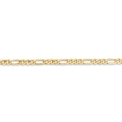 14KT GOLD 3MM FLAT FIGARO CHAIN NECKLACE - 4 LENGTHS & 2 COLORS