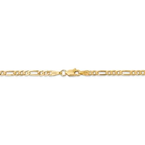 14KT GOLD 3MM FLAT FIGARO CHAIN NECKLACE - 4 LENGTHS & 2 COLORS