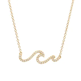 14KY GOLD & DIAMOND WAVE NECKLACE