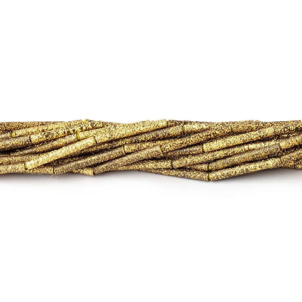 1.5x11mm Textured Brass Tube Bead 8 inch 17 beads