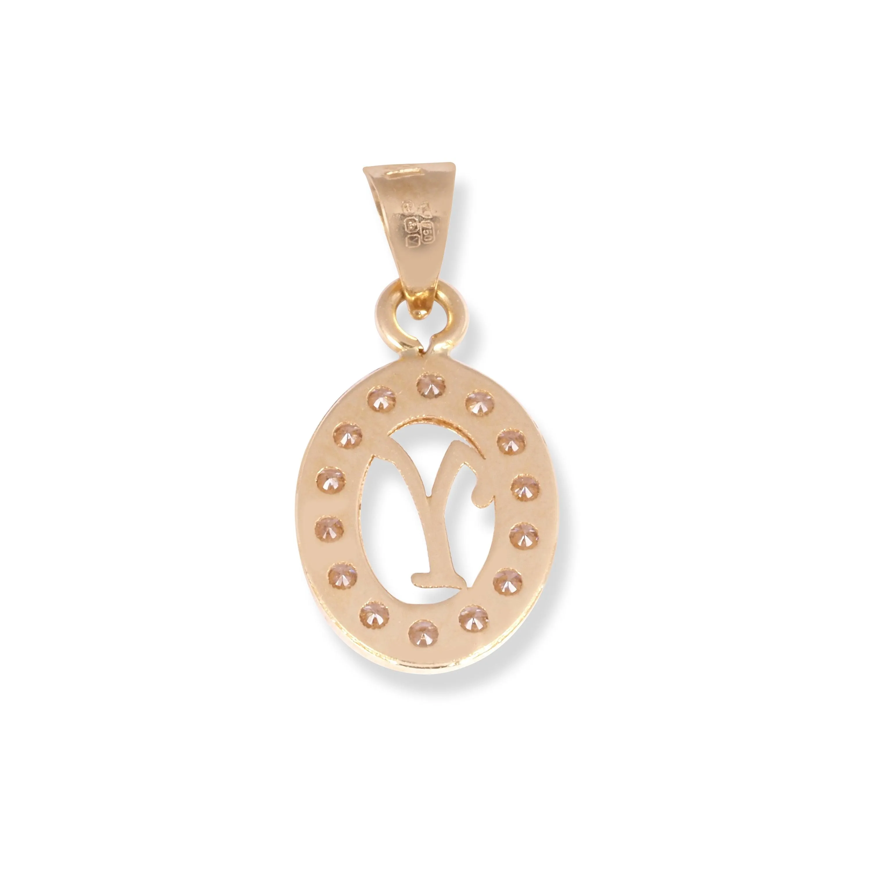 18ct Yellow Gold Dainty Initial 'Y' Pendant with Cubic Zirconia Stones P-7966-Y