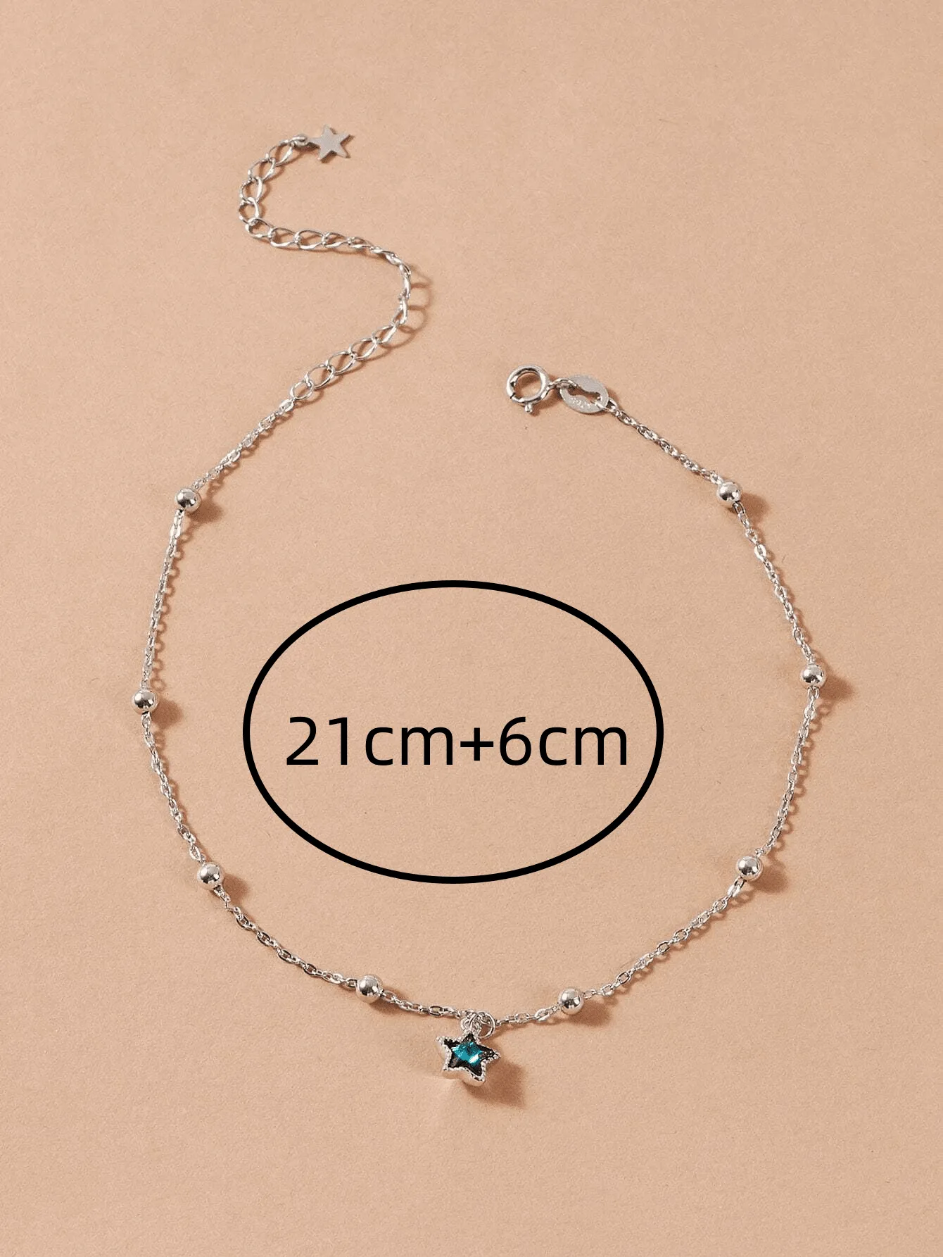 1pc Fashion Zinc Alloy Rhinestone Star Pendant Anklet For Women For Travel