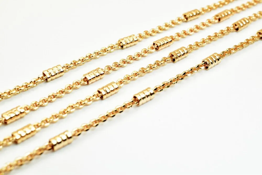 3 Feet 18K Pinky Gold Filled Look, Bar Chain/Cable Chain Width 3mm Thickness 2mm, Gold Filled Look, finding Chain For Jewelry Making PGF16