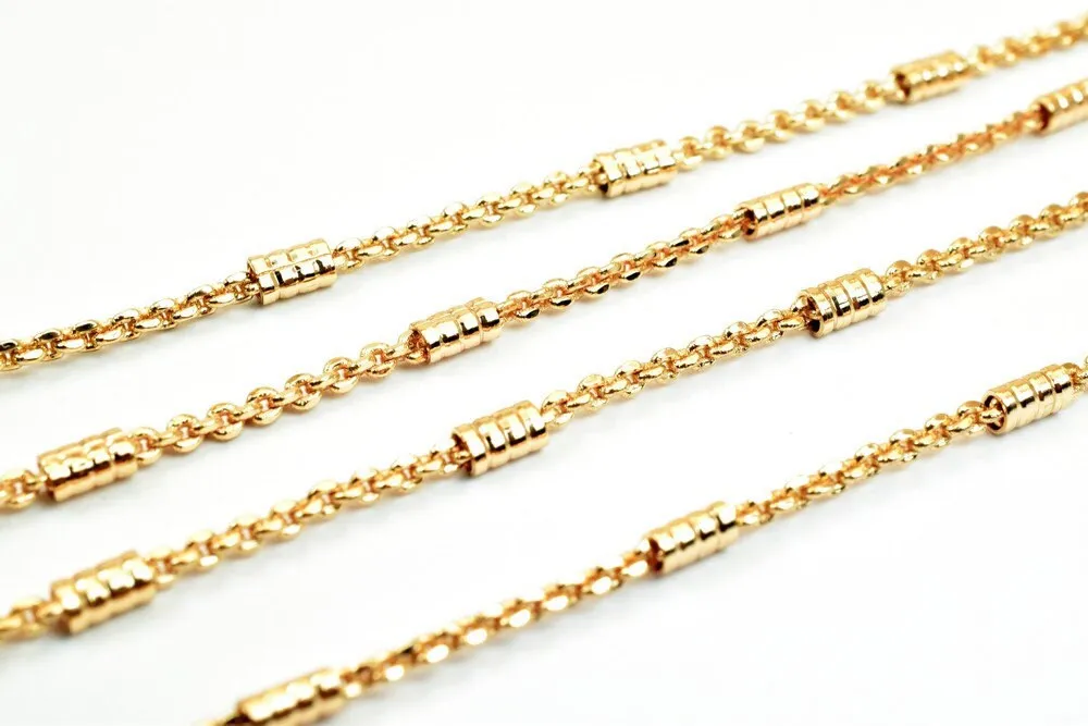 3 Feet 18K Pinky Gold Filled Look, Bar Chain/Cable Chain Width 3mm Thickness 2mm, Gold Filled Look, finding Chain For Jewelry Making PGF16