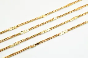 3 Feet 18K Pinky Gold Filled Look, Cuban Link Chain, Cable Chain, Bar Chain Width 2mm Thickness 1mm Gold-Filled finding Chain Jewelry Making PGF15