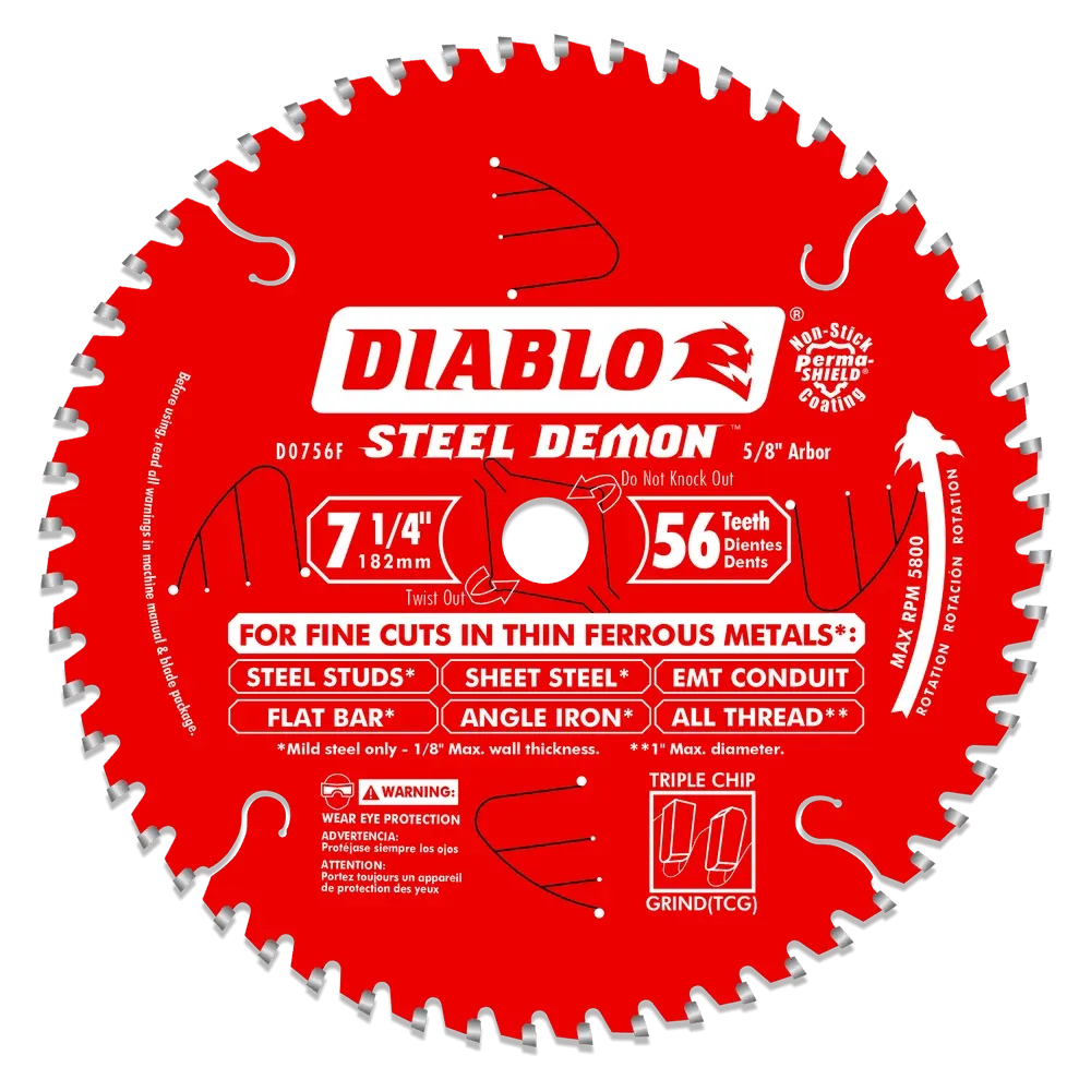 7-1/4 in. x 56 Tooth Carbide-Tipped Saw Blade for Metal - 8 per Order