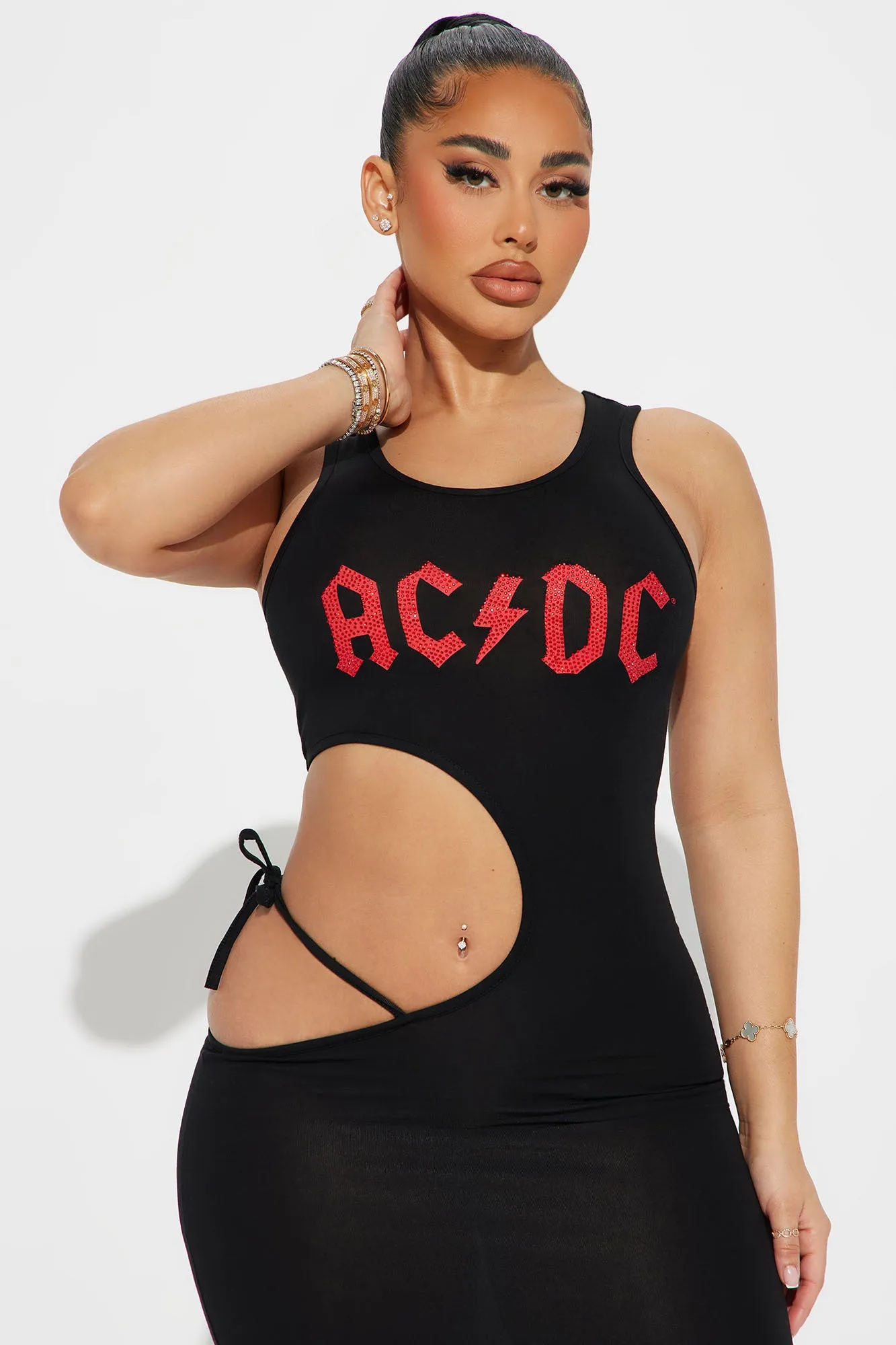 ACDC Cut Out Midi Dress - Black