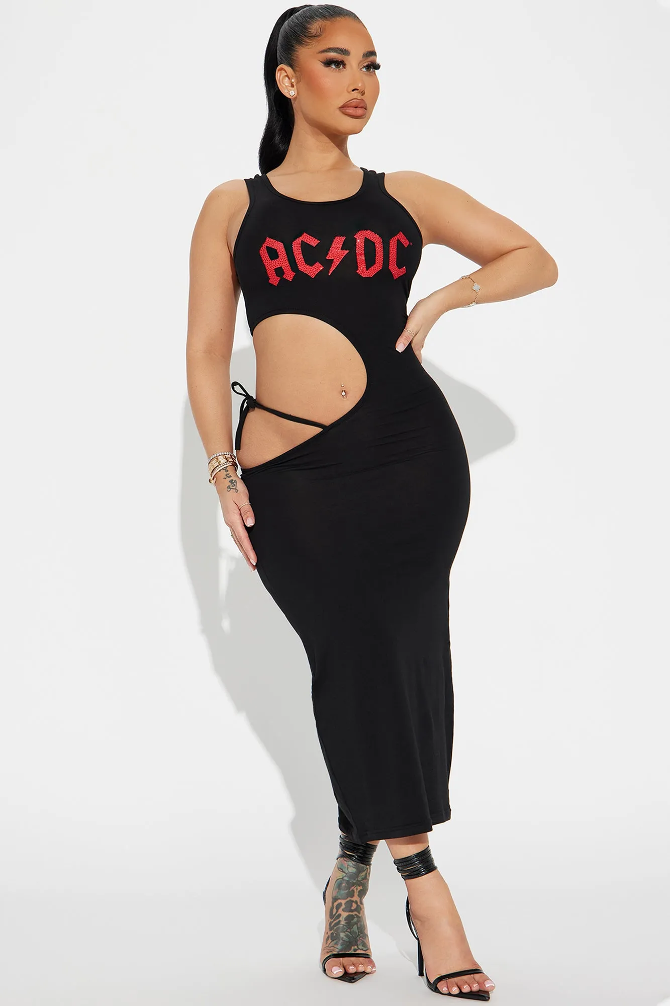 ACDC Cut Out Midi Dress - Black