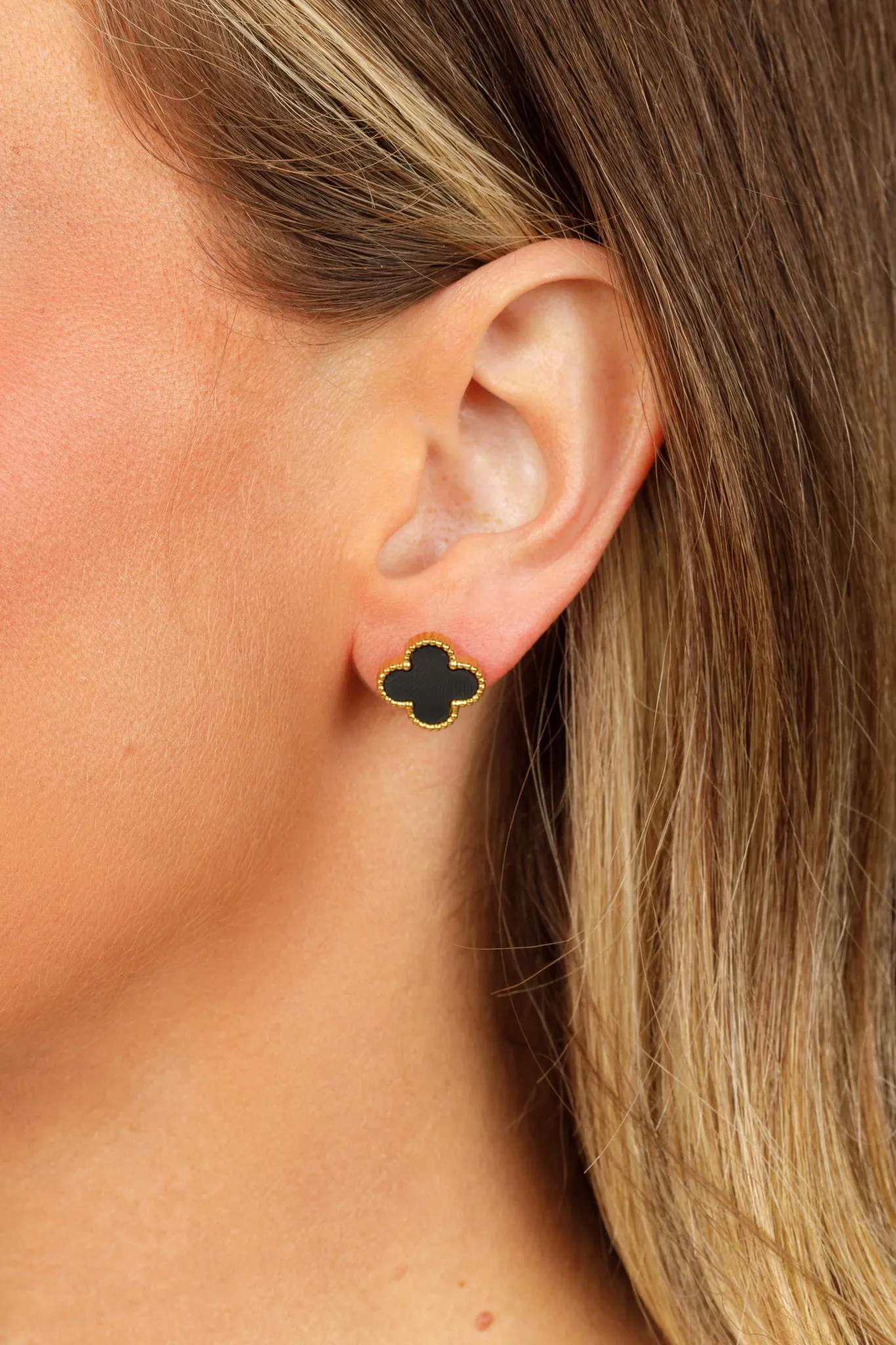 Alora Clover Earrings- Black