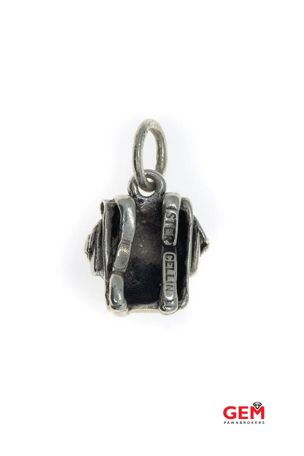 Ambrosi Cellini Knapsack Canvas Backpack Book Bag Charm Solid 925 Sterling Silver Designer Pendant