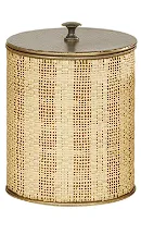 BEIGE METAL HANDMADE WOVEN DECORATIVE JARS WITH BRONZE METAL LIDS,