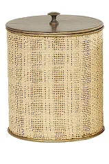 BEIGE METAL HANDMADE WOVEN DECORATIVE JARS WITH BRONZE METAL LIDS,