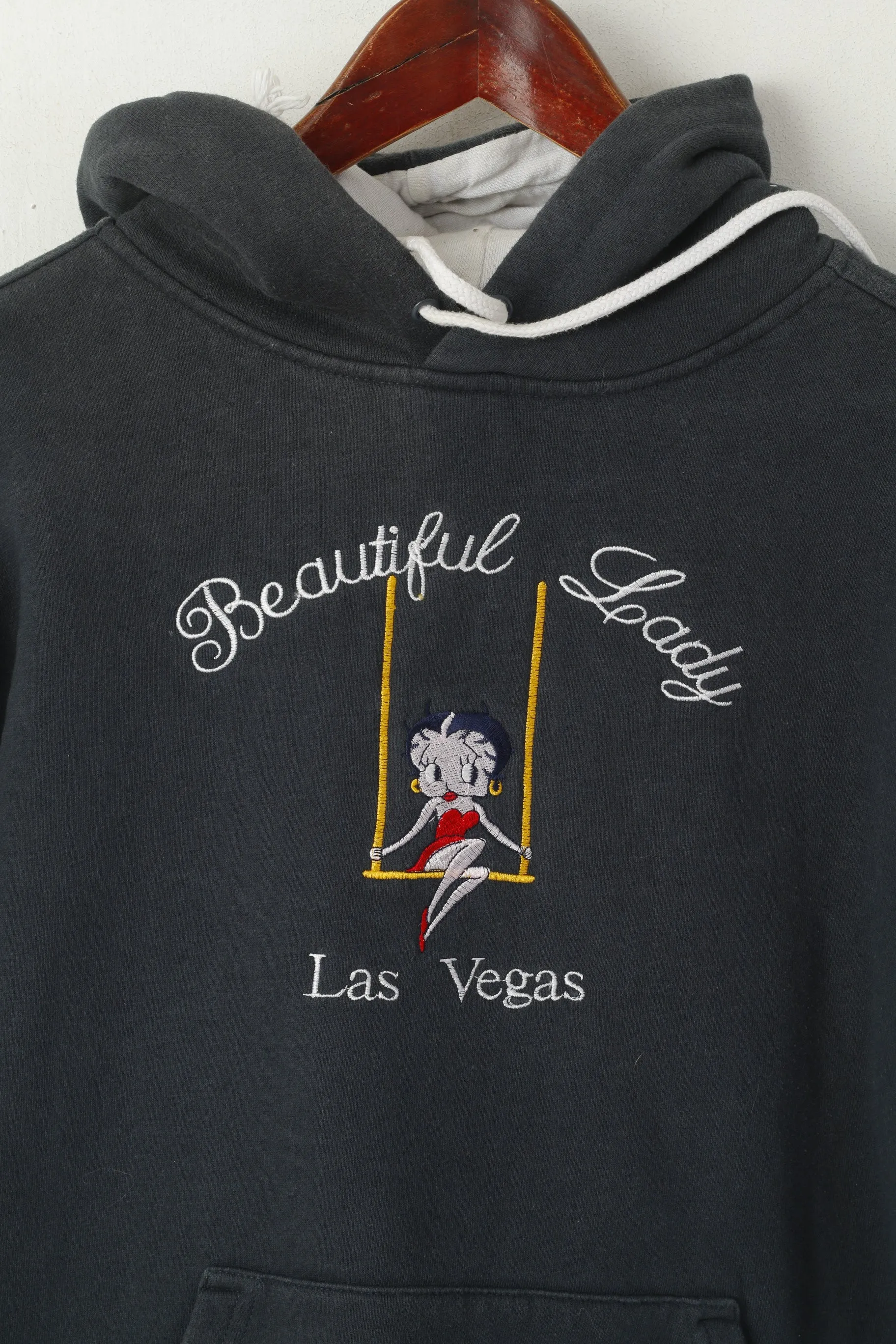 Beimar Women L (S) Sweatshirt Navy Beautiful Lady Las Vegas Hooded Top